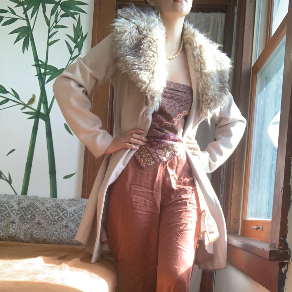 Glamorous fitted wool coat fur collar - Picture 3 of 7